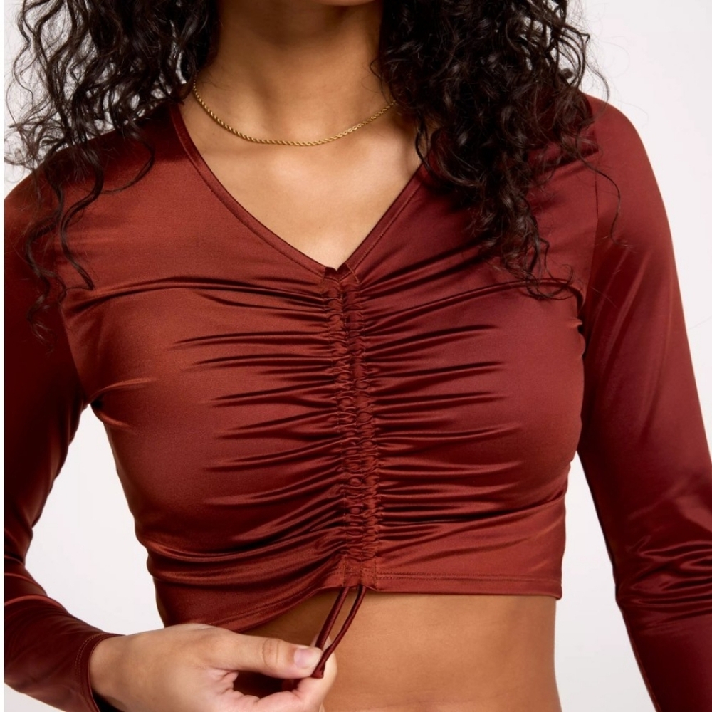 CALIA Long Sleeve Ruched Swim Rashguard - Picture 3 of 8